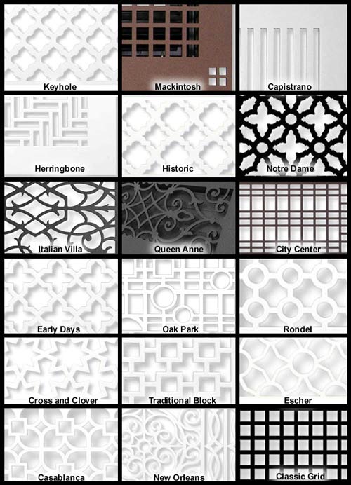 18 style of faceplate patterns