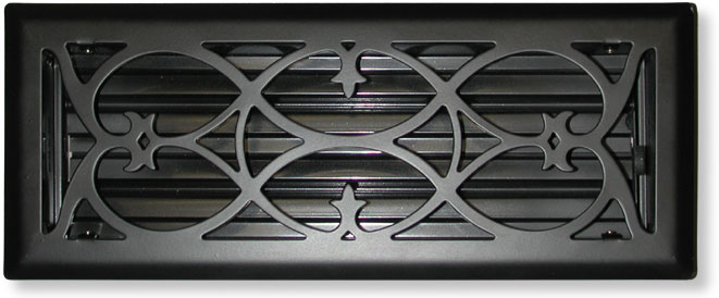 summit vent cover in black scroll design