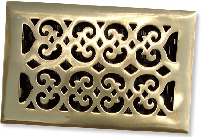 Victorian vent cover in cast polished brass